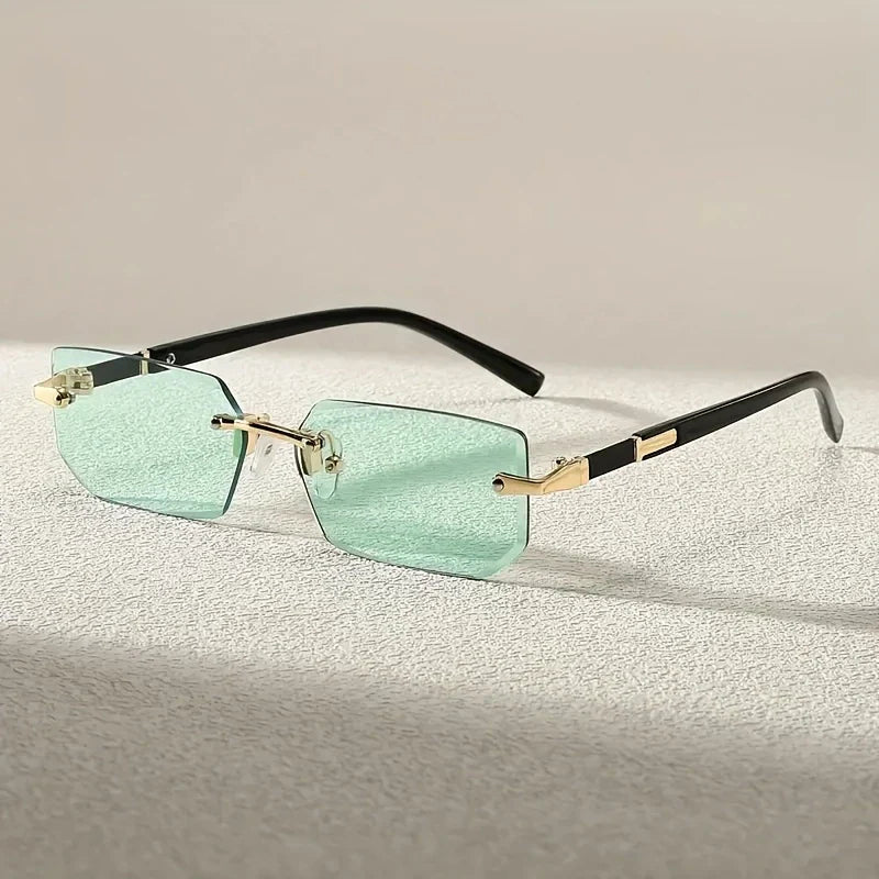 Trendy Rimless Cut Edge Rectangle luxury sunglasses πΆοΈ A014