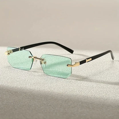 Trendy Rimless Cut Edge Rectangle luxury sunglasses 🕶️ A014