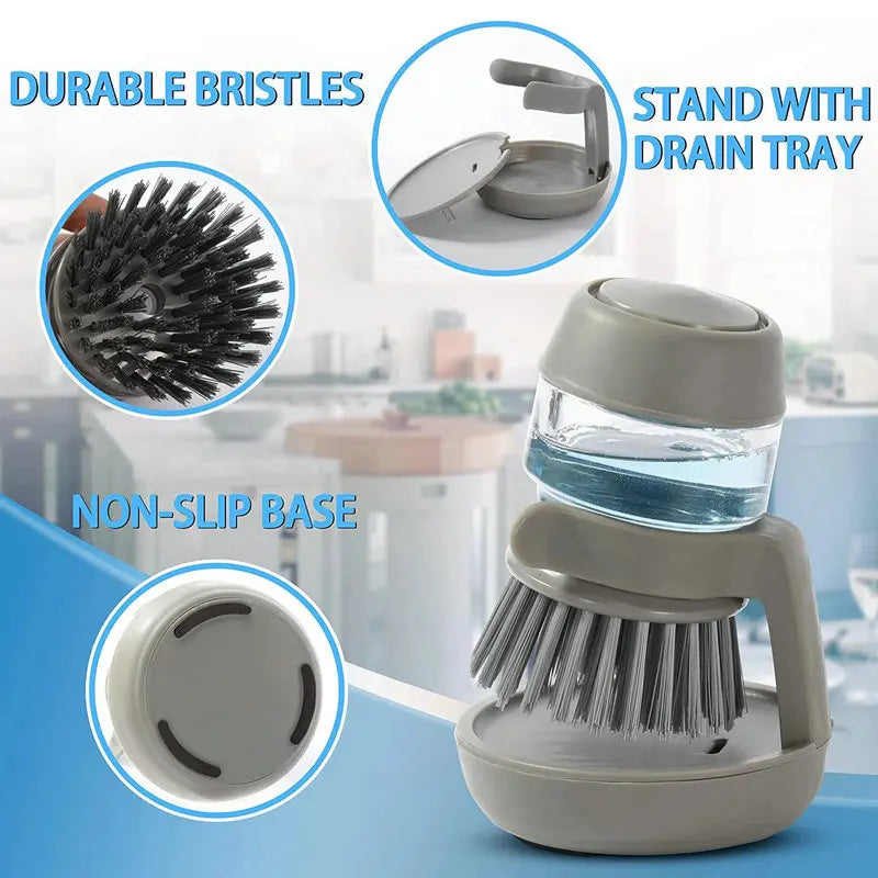 Dish Washing Brush With Soap Dispenser
