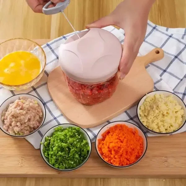 Multifunction 5 Blade Grinder Chopper Hand Pull Speedy Manual Food Chopper | Hand Pull String | Vegetable Cutter/ Mincer / Mixer / Blender / Shredder To Chop Fruits Meat Onions/nuts/ginger/herbs/garlics (random Color)