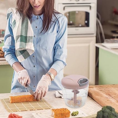 Multifunction 5 Blade Grinder Chopper Hand Pull Speedy Manual Food Chopper | Hand Pull String | Vegetable Cutter/ Mincer / Mixer / Blender / Shredder To Chop Fruits Meat Onions/nuts/ginger/herbs/garlics (random Color)