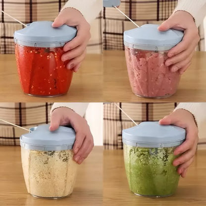 Multifunction 5 Blade Grinder Chopper Hand Pull Speedy Manual Food Chopper | Hand Pull String | Vegetable Cutter/ Mincer / Mixer / Blender / Shredder To Chop Fruits Meat Onions/nuts/ginger/herbs/garlics (random Color)
